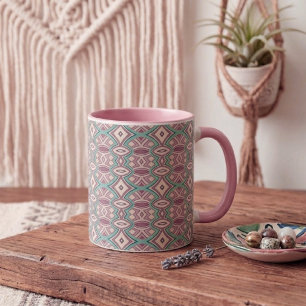 Soft Diamond & Oval Symmetry Two-Tone Coffee Mug