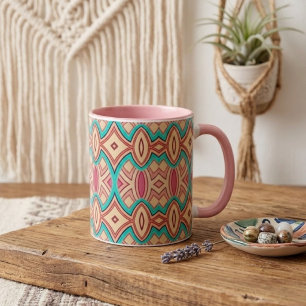 Soft Diamond & Oval Symmetry Two-Tone Coffee Mug