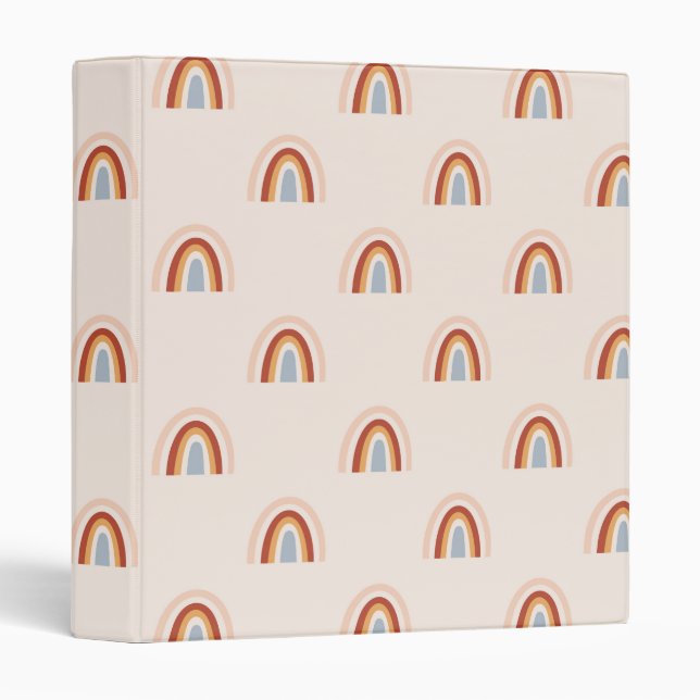 Soft Doodle Rainbow Pattern Binder (Front/Spine)