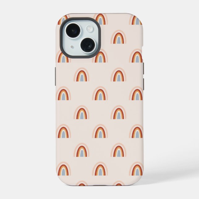 Soft Doodle Rainbow Pattern iPhone 15 Case (Back)
