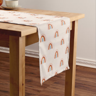 Soft Doodle Rainbow Pattern Medium Table Runner