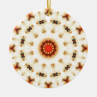 Soft Dreamy Cream Floral Pattern Ceramic Ornament