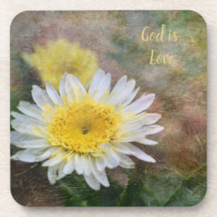 Soft Dreamy Daisy Inspirational Plastic Coaster