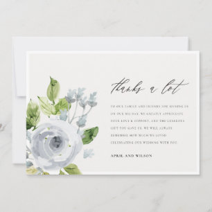 Soft Dusky Blue Watercolor Floral Thank You Card