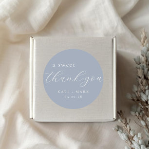 Soft Dusty Blue A Sweet Thank You Wedding Favor Classic Round Sticker
