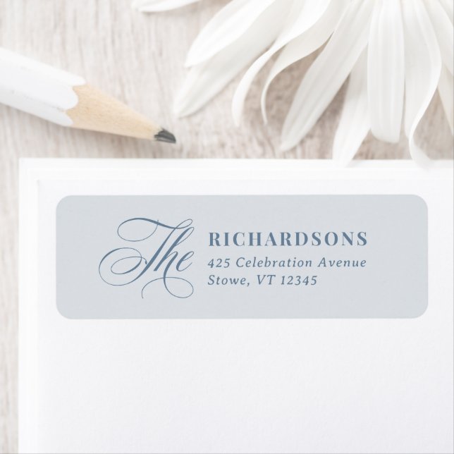 Soft Dusty Blue Calligraphy Wedding Return Address (Insitu)