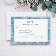Soft Dusty Blue Elegant Floral Response Card