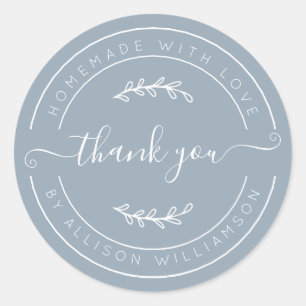 Soft Dusty Blue Homemade Thank You Label