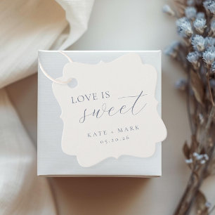Soft Dusty Blue Love Is Sweet Wedding Favour Tags