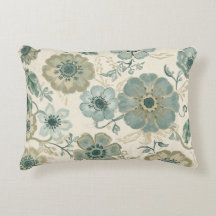 Soft Dusty Blue Sage Green Beige Farmhouse Floral