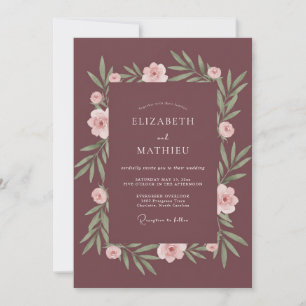 Soft Dusty Plum Wreath Wedding Invitation