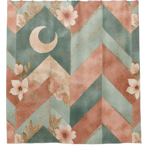 Soft Earth Toned Floral Chevron with Moons