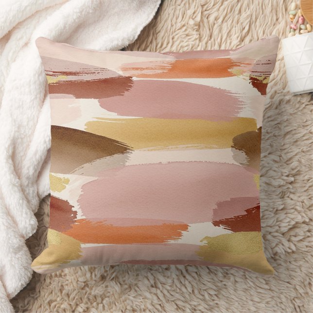 Soft Earthy Abstract (4) Throw Pillow (Blanket)