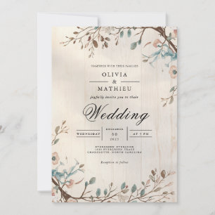 Soft Earthy Botanical Flourish Wedding Invitation