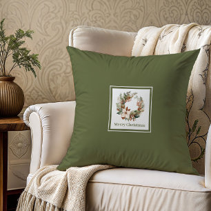 Soft earthy pastel family name Christmas gift Throw Pillow