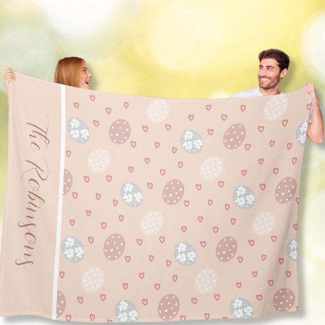 Soft Easter Eggs and Hearts Custom Fleece Blanket (Soft Easter Eggs and Hearts Custom Fleece Blanket)