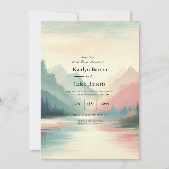 Soft Echoes of the Mountains Invitation (Front)