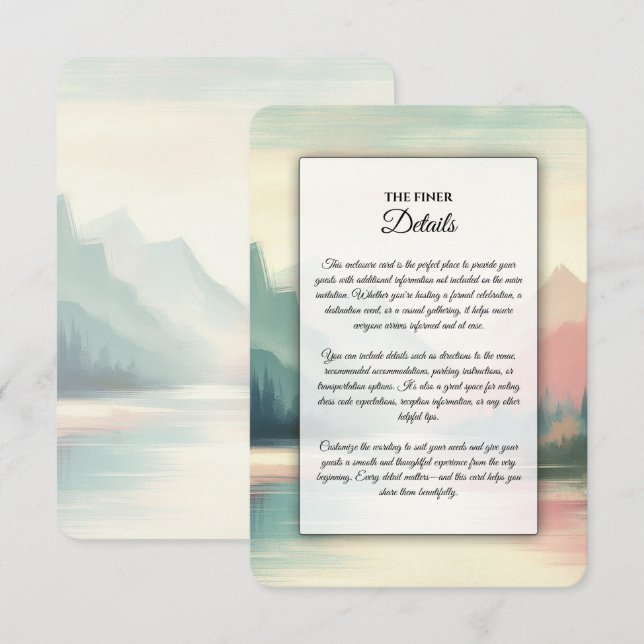 Soft Echoes of the Mountains Wedding Enclosure Card (Front/Back)