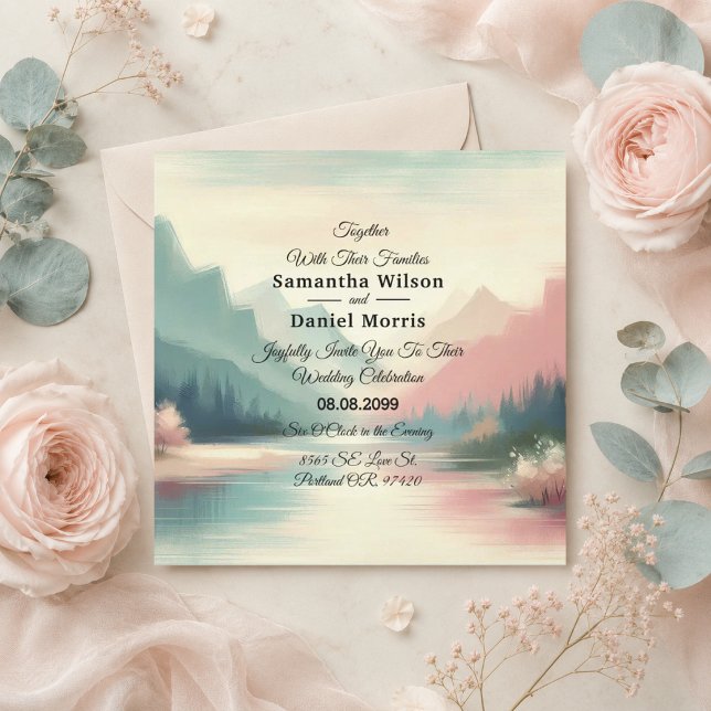 Soft Echoes of the Mountains Wedding Invitation (Creator Uploaded)
