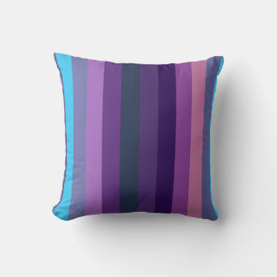 Soft Eclectic Blue-Purple Muted Stripe Pattern Throw Pillow