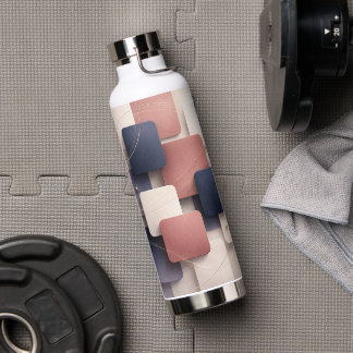 Soft edged-cubes with metallic accents AI art Water Bottle