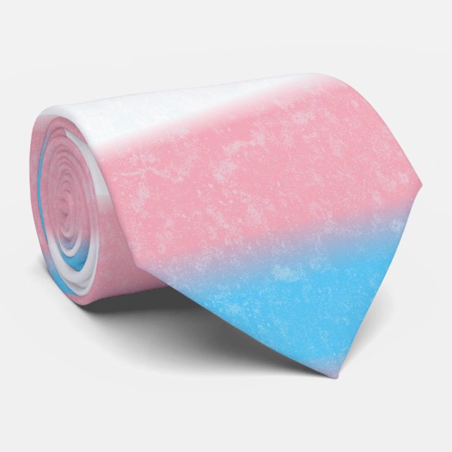 Soft-Edged Transgender Pride Flag Colours Stripes Tie (Rolled)