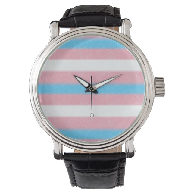 Soft-Edged Transgender Pride Flag Colours Stripes Watch (Front)
