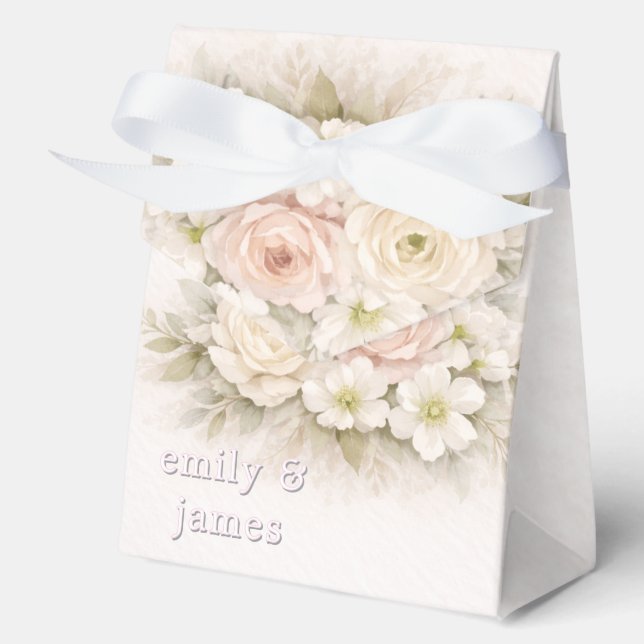 Soft Editorial Botanical Wedding Favor Box (Front)