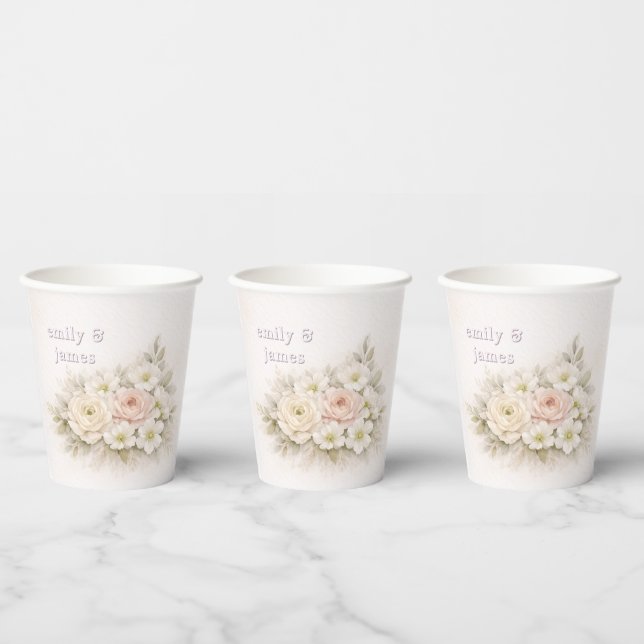 Soft Editorial Botanical Wedding Paper Cups (Multi)