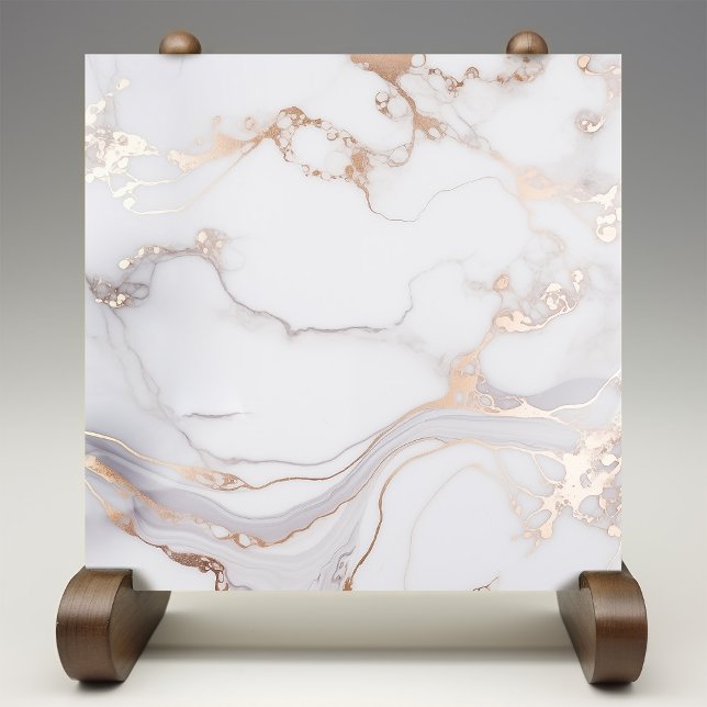 Soft Elegance Rose Gold Marble Vein Texture Tile (Creator Uploaded)