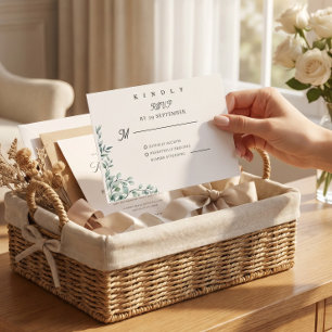 Soft Elegant Aesthetic Classic Minimal Wedding  RSVP Card