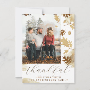 Soft Elegant Autumn Leaf Thankful Photo Postcard