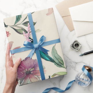 Soft Elegant Handpainted Floral Wedding & Bridal  Wrapping Paper