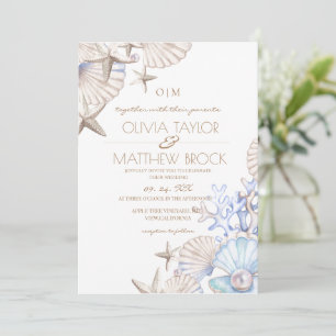Soft  Elegant Ocean Beach Wedding Invitation