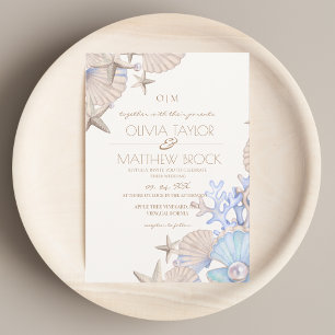 Soft  Elegant Ocean Beach Wedding Invitation