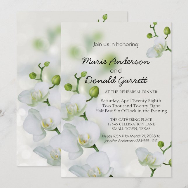 Soft Elegant Orchid Rehearsal Dinner (Front/Back)
