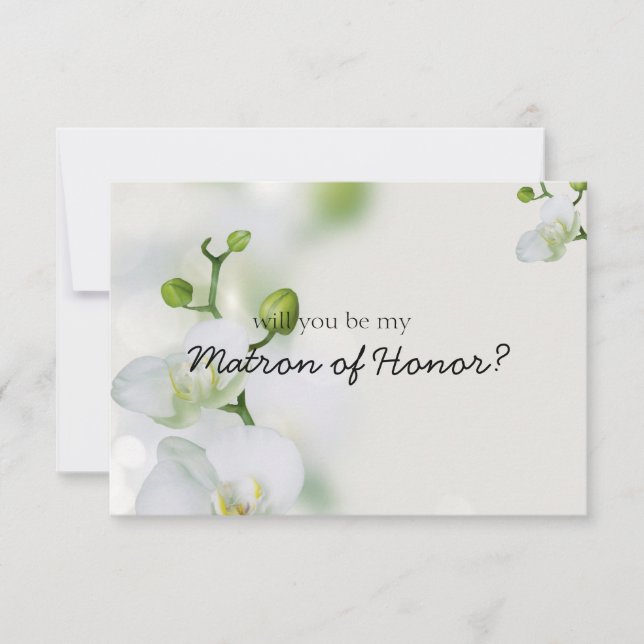 Soft Elegant Orchid Will You Be My Matron of Honou (Front)