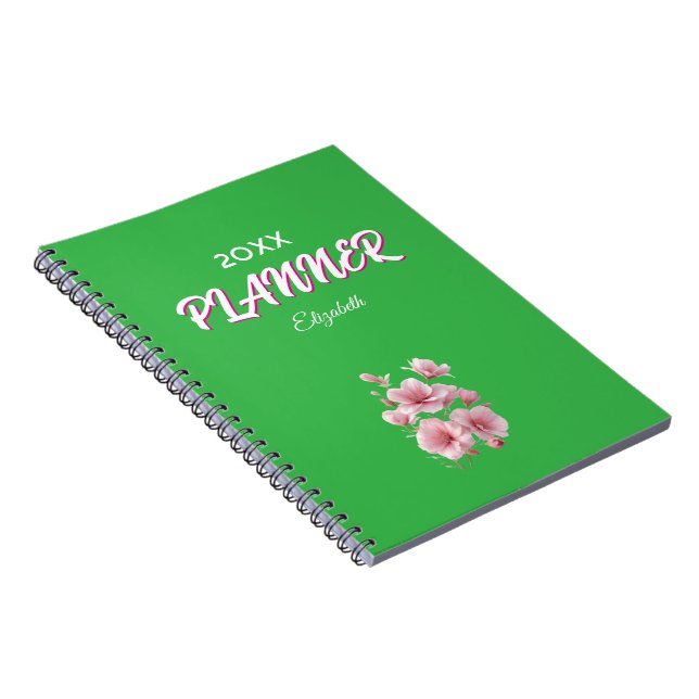Soft Elegant Pink Floral Personalized Notebook (Right Side)