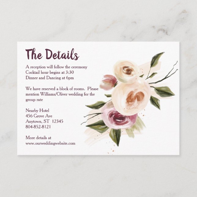 Soft Elegant Roses Burgundy Cream Frame Enclosure Card (Front)