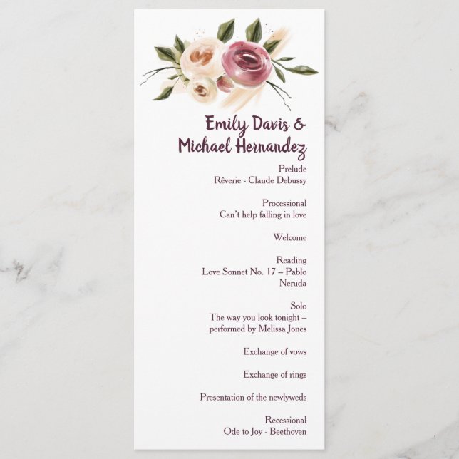 Soft Elegant Roses Burgundy Cream Frame Program (Front)