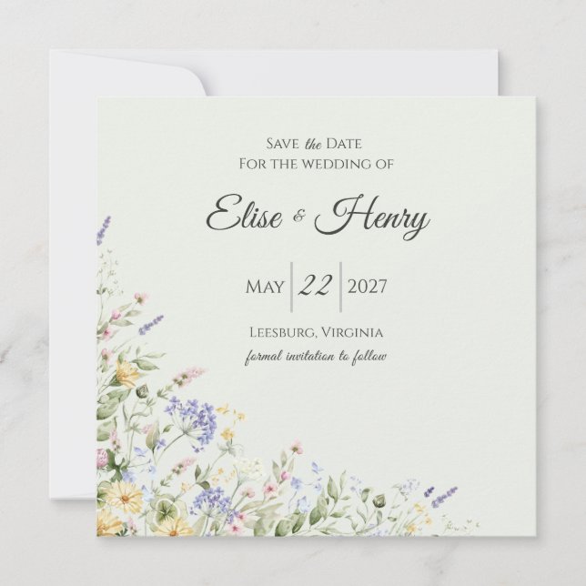 Soft English Garden Save the Date (Front)