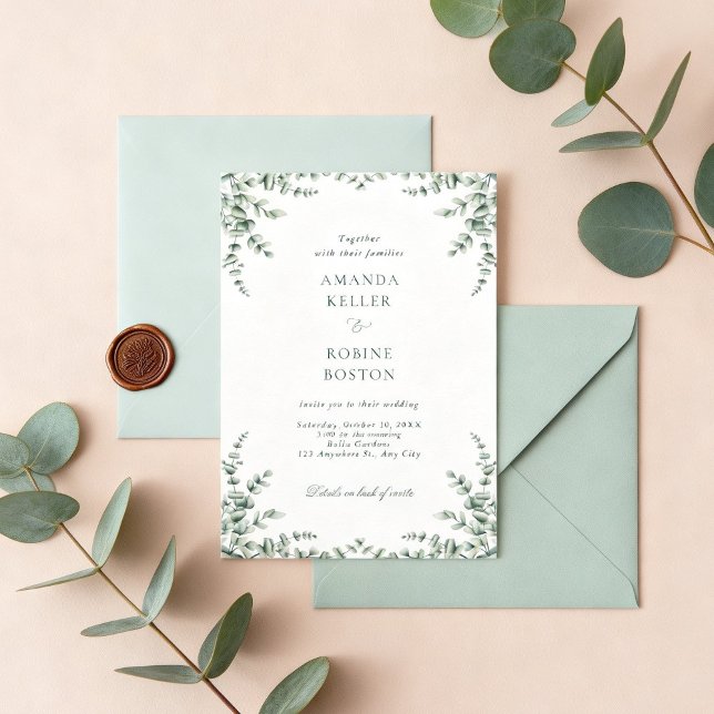 Soft Eucalyptus Greenery Wedding Invitation (Creator Uploaded)
