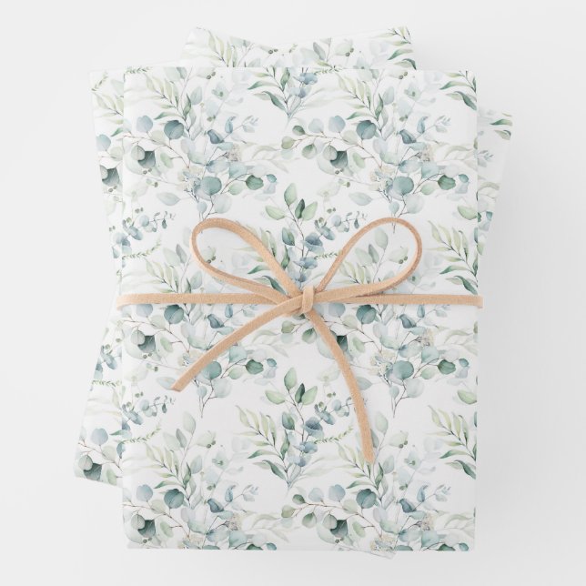 Soft Eucalyptus Pattern Wrapping Paper Sheet (In situ)