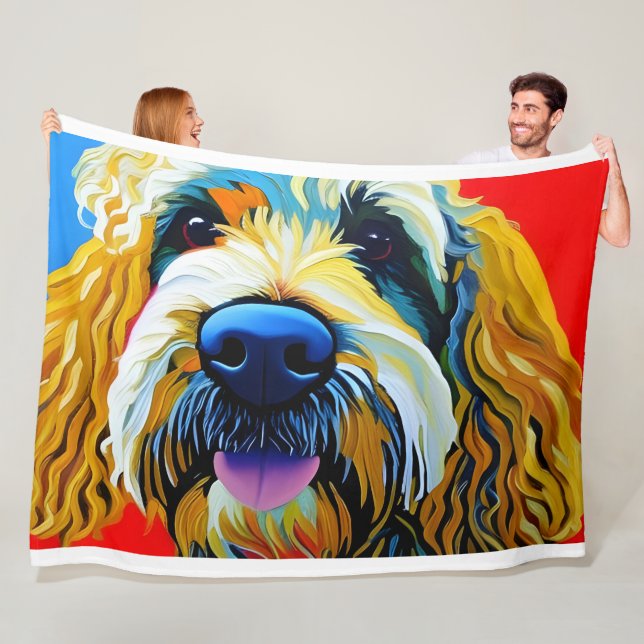 Soft, Extra Large, Fleece Blanket. Goldendoodle (In Situ)