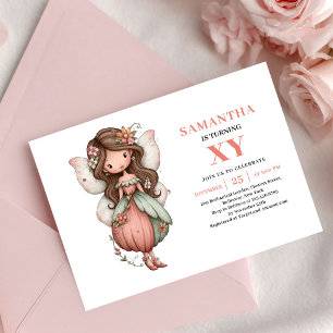 Soft Fairy Girl Birthday Blush Pink invitation
