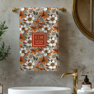 Soft Fall Garden Sage Green Personalized Bath Towe Towel Set