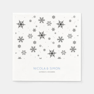 Soft Falling Snowflakes Winter Wedding Napkin