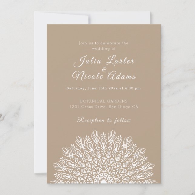 Soft Feather Dry Pampas Grass Mandala Wedding Invitation (Front)