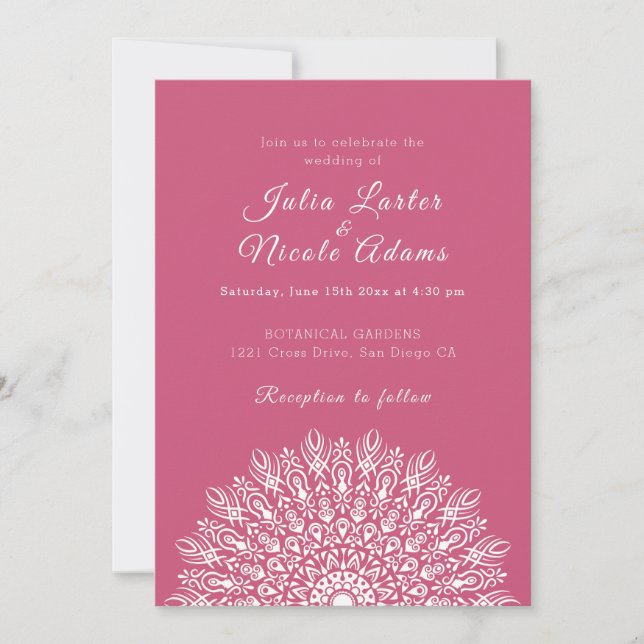 Soft Feather Dry Pampas Grass Mandala Wedding Invitation (Front)