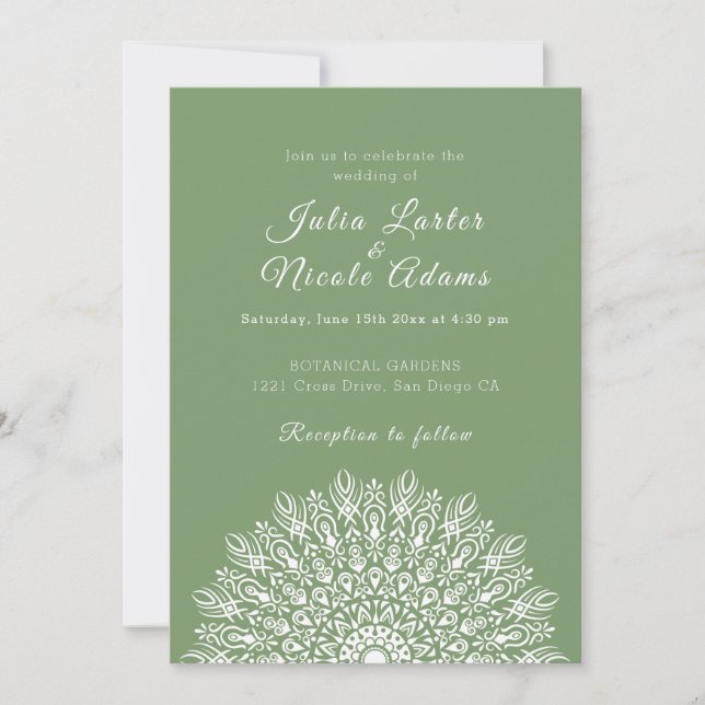 Soft Feather Dry Pampas Grass Mandala Wedding Invitation (Front)